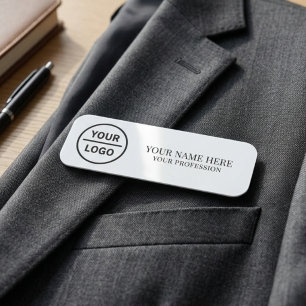 Minimalist Black White Circle Logo Business Name Tag
