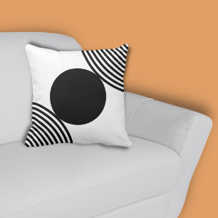Minimalist Black & White Circle Pattern Cushion