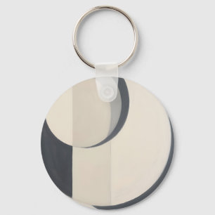 Minimalist Black White Circles Art Key Ring