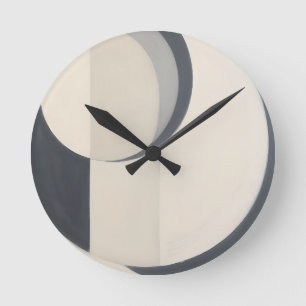 Minimalist Black White Circles Art Round Clock