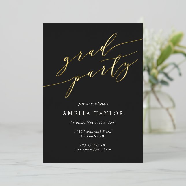 Minimalist Black White Classic Graduation Party (Standing Front)