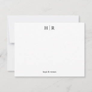 Minimalist Black White Classic Monogram Note Card
