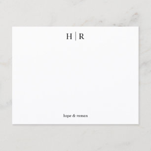 Minimalist Black White Classic Monogram Note Card