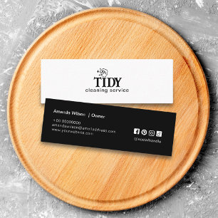 Minimalist Black & White Cleaning Service Mini Business Card