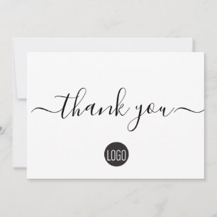 Minimalist Black White Company Logo Social  Thank You Card