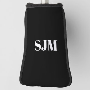 Minimalist black white Custom monogram initials Golf Head Cover