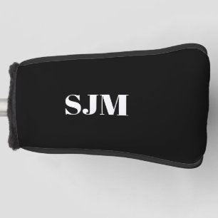 Minimalist black white Custom monogram initials Golf Head Cover