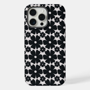 Minimalist black & white daisy pattern iPhone 15 pro max case