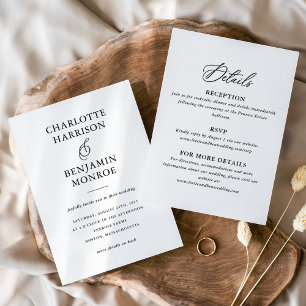 Minimalist Black White Double-Sided Wedding Invitation