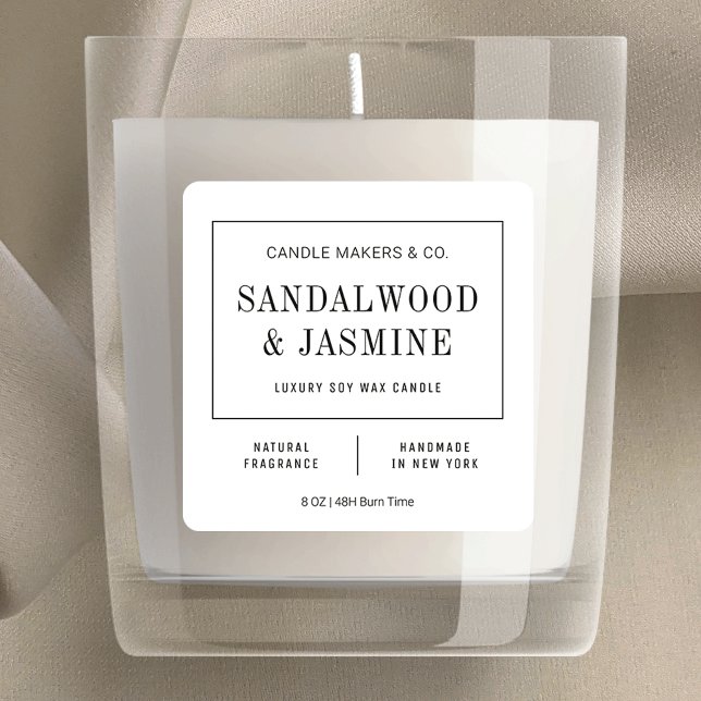 Minimalist Black & White Elegant Candle Label (Modern black and white candle labels featuring a simple, yet elegant, design)