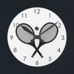 Minimalist Black & White Elegant Classic Tennis Round Clock<br><div class="desc">Minimalist tennis themed clock</div>