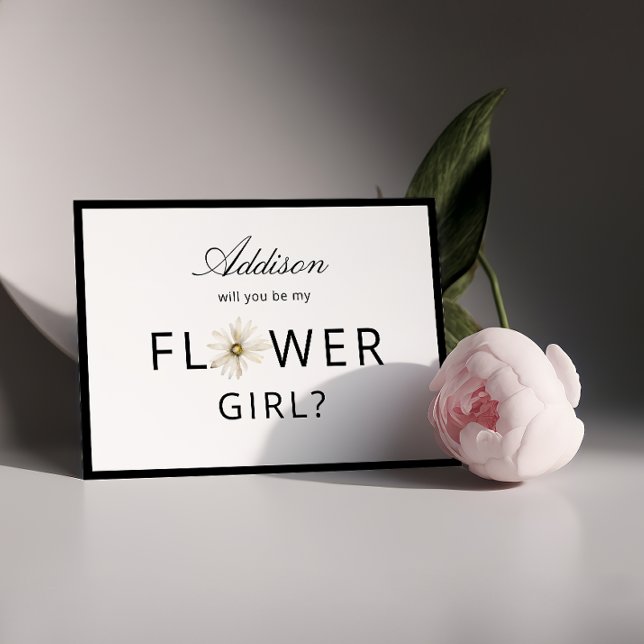Minimalist Black White Flower Girl Proposal Card   (Creator Uploaded)