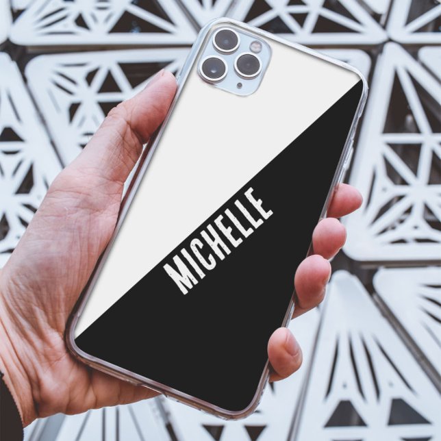 Minimalist Black & White Geometric Custom Name Case-Mate iPhone Case (Creator Uploaded)