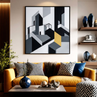 Minimalist Black White Geometric Poster