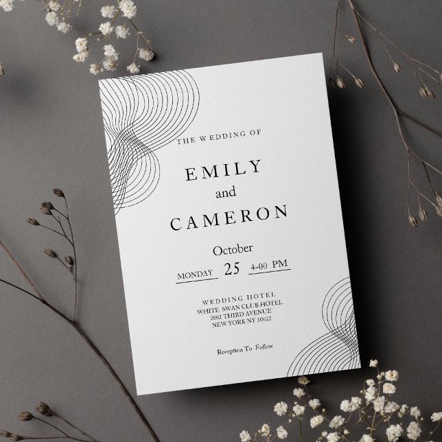 Minimalist black white geometric Wedding Invitation (Minimalist black white geometric Wedding )