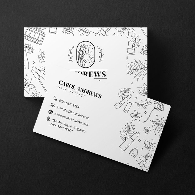 Minimalist Black & White Hair Stylist Hair Dresser Business Card (Creator Uploaded)