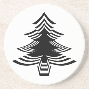 Minimalist Black & White Iconic Christmas Tree Coaster