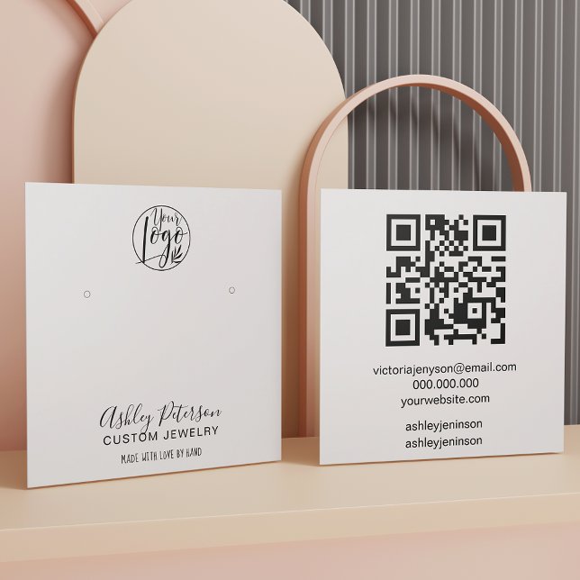 Minimalist black white  jewellery earring display square business card (Creator Uploaded)