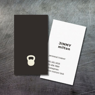 Minimalist Black White Kettlebell Personal Trainer Business Card