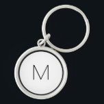 Minimalist Black White Letter Monogram Modern Key Ring<br><div class="desc">Keep a classic style on your accessories with this keychain.</div>