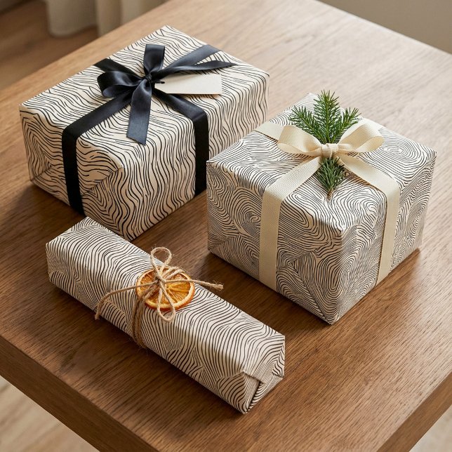 Minimalist Black & White Line Art Wrapping Paper Sheet (Minimalist Black & White Line Art Wrapping Paper Sheets.)