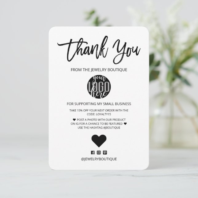 Minimalist Black White Logo Customer Thank You (Standing Front)