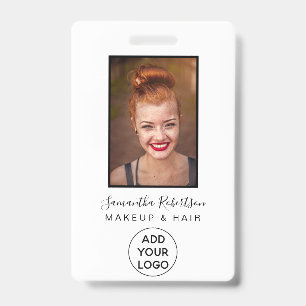 Minimalist black white logo employee photo pass ID badge