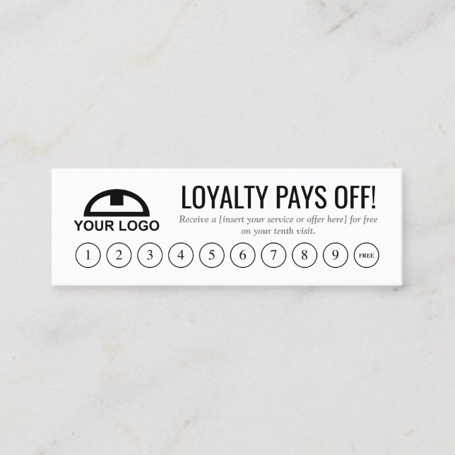 Minimalist Black & White Loyalty Punch Card Logo (Front)