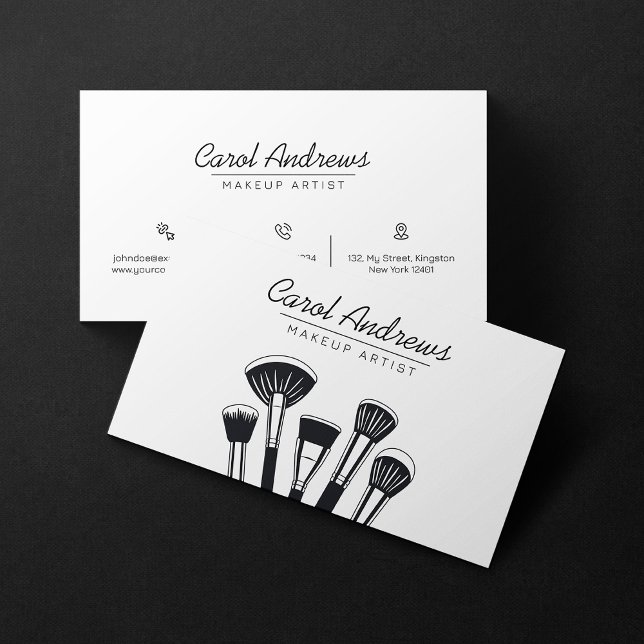Minimalist Black, White Makeup Artist Lashes Brows Business Card (Creator Uploaded)