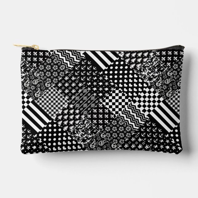 Minimalist Black White Mixed Pattern Style  Accessory Pouch (Front)