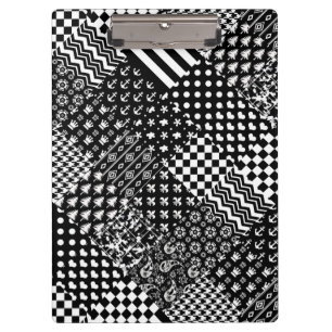 Minimalist Black White Mixed Pattern Style  Clipboard