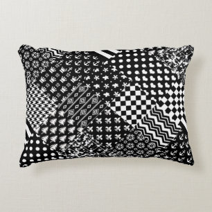 Minimalist Black White Mixed Pattern Style Decorative Cushion