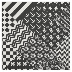 Minimalist Black White Mixed Pattern Style  Fabric