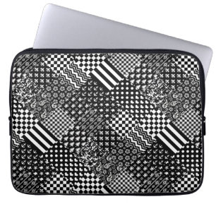 Minimalist Black White Mixed Pattern Style Laptop Sleeve