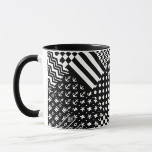 Minimalist Black White Mixed Pattern Style Mug