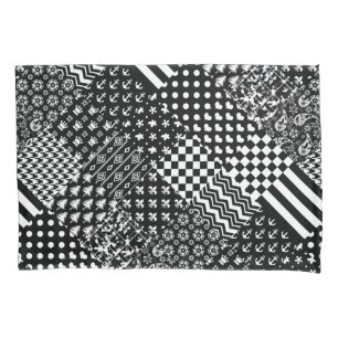 Minimalist Black White Mixed Pattern Style Pillowcase