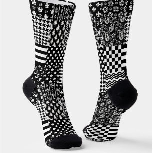 Minimalist Black White Mixed Pattern Style Socks