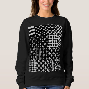 Minimalist Black White Mixed Pattern Style Sweatshirt