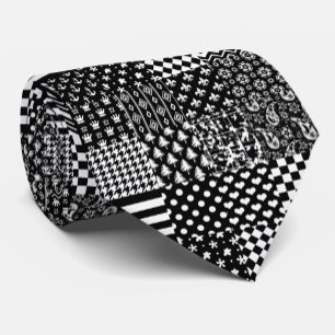 Minimalist Black White Mixed Pattern Style Tie