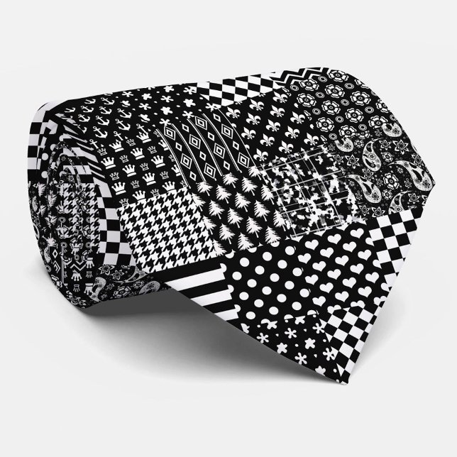 Minimalist Black White Mixed Pattern Style  Tie (Creator Uploaded)