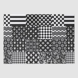 Minimalist Black White Mixed Pattern Style Tissue Paper