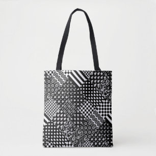 Minimalist Black White Mixed Pattern Style  Tote Bag