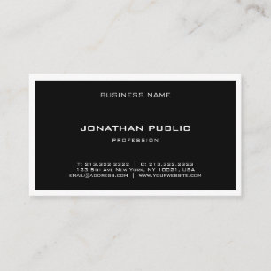 Minimalist Black White Modern Elegant Clean Plain Business Card