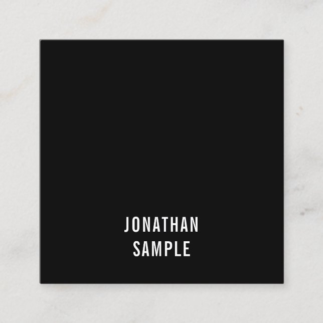 Minimalist Black White Modern Elegant Simple Plain Square Business Card (Front)