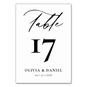 Minimalist Black White Modern Wedding Table Number