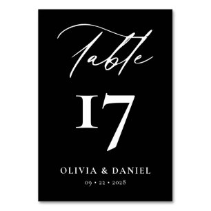 Minimalist Black White Modern Wedding Table Number
