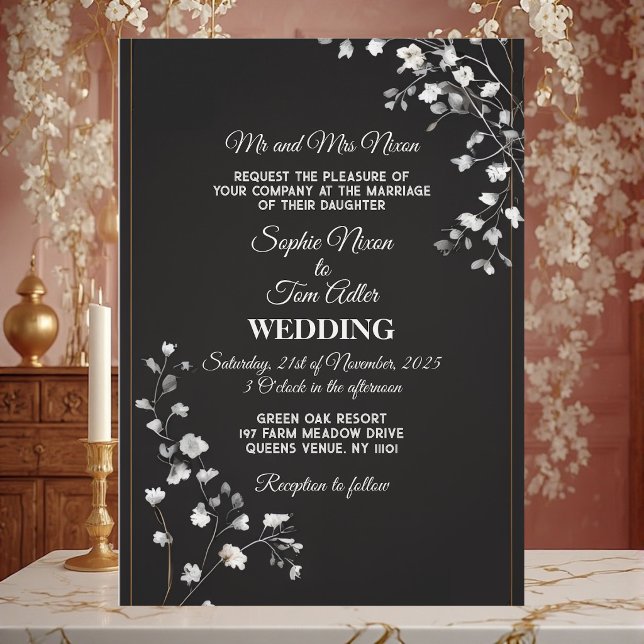 Minimalist Black White Monochrome Modern Wedding Invitation (Minimalist Black White Monochrome Modern Wedding Invitation)