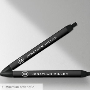 Minimalist Black White Monogram Black Ink Pen