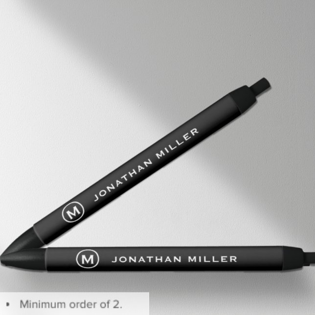 Minimalist Black White Monogram Black Ink Pen (Creator Uploaded)