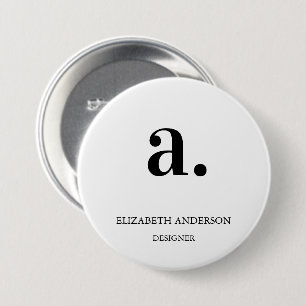 Minimalist Black White Monogram Modern Elegant 7.5 Cm Round Badge